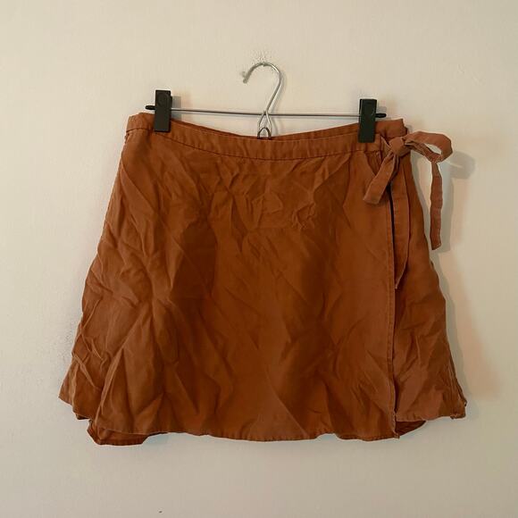 Toad & Co Women's size Small Brown Mini Wrap Skirt Tencel Lightweight Casual - Picture 1 of 9